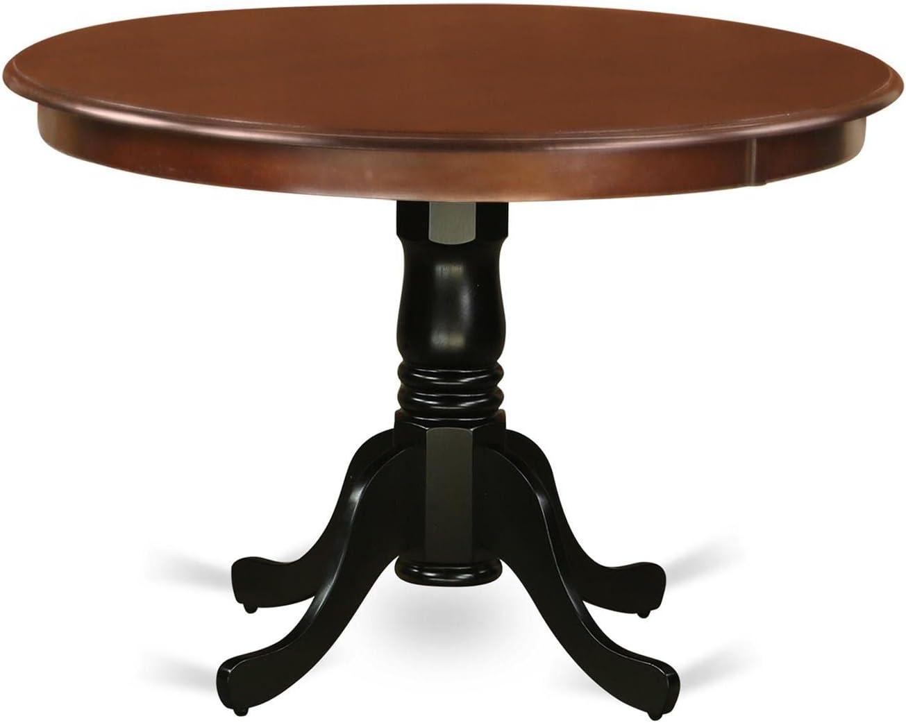 East West Furniture Hartland Round Wood Dining Table in Mahogany/Black