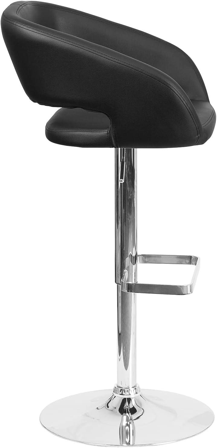 Flash Furniture Contemporary Vinyl Adjustable Height Barstool with Rounded Mid-Back