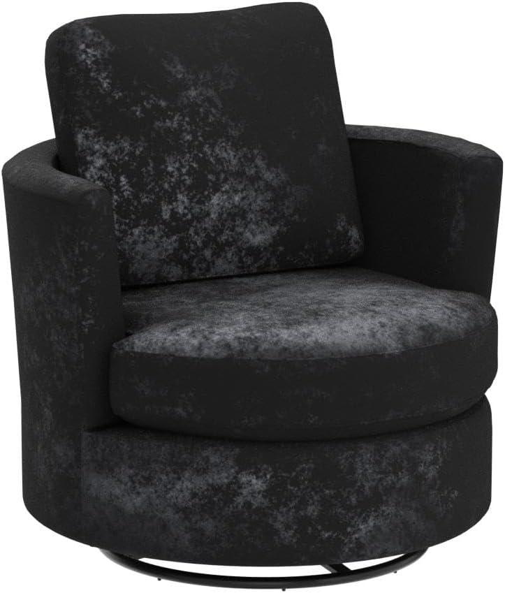 Modern Upholstered  Swivel Barrel Chair(Set Of 2) Black