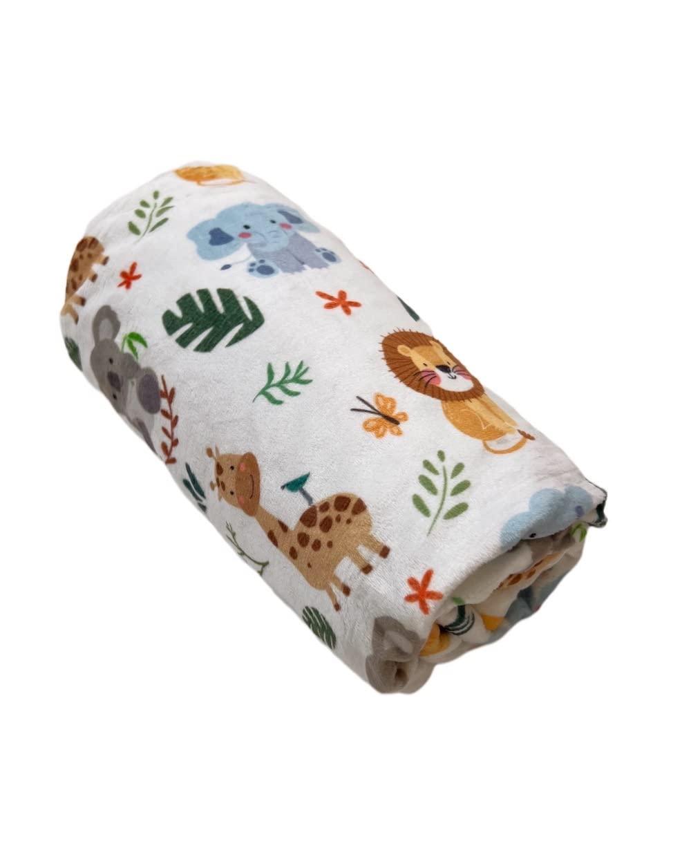 Cute Animal Minky Blanket for Boys & Girls - Soft Double Layer with Dotted Backing, Toddler to Newborn (30 X 40 inches)