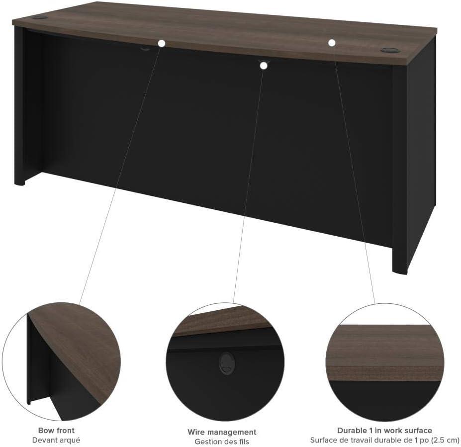 Bestar Connexion 6 Piece U Shaped Computer Desk with Hutch in Antigua and Black