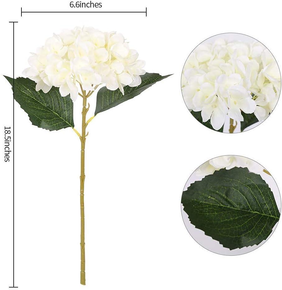 6Pcs Silk Hydrangea Artificial Flowers Realistic Hydrangea Flowers Bouquet for Wedding Party Office Home Decor(White)