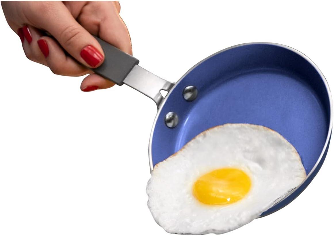 Granitestone Blue 5.5'' Nonstick Egg Pan with Rubber Grip Handle