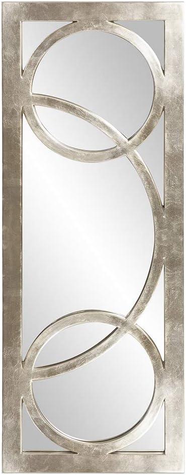 Rectangle Dynasty Decorative Wall Mirror Silver - Howard Elliott: Modern Style, Swirl Accents, No Assembly Required