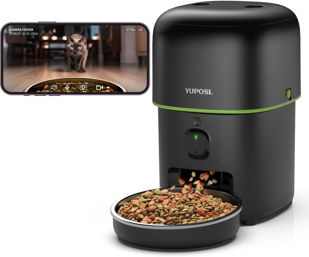 Black 5G WiFi Automatic Pet Feeder with Camera