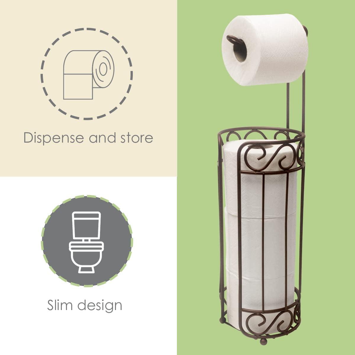 Home Basics Scroll Design Toilet Paper Holder and Dispenser, Bronze