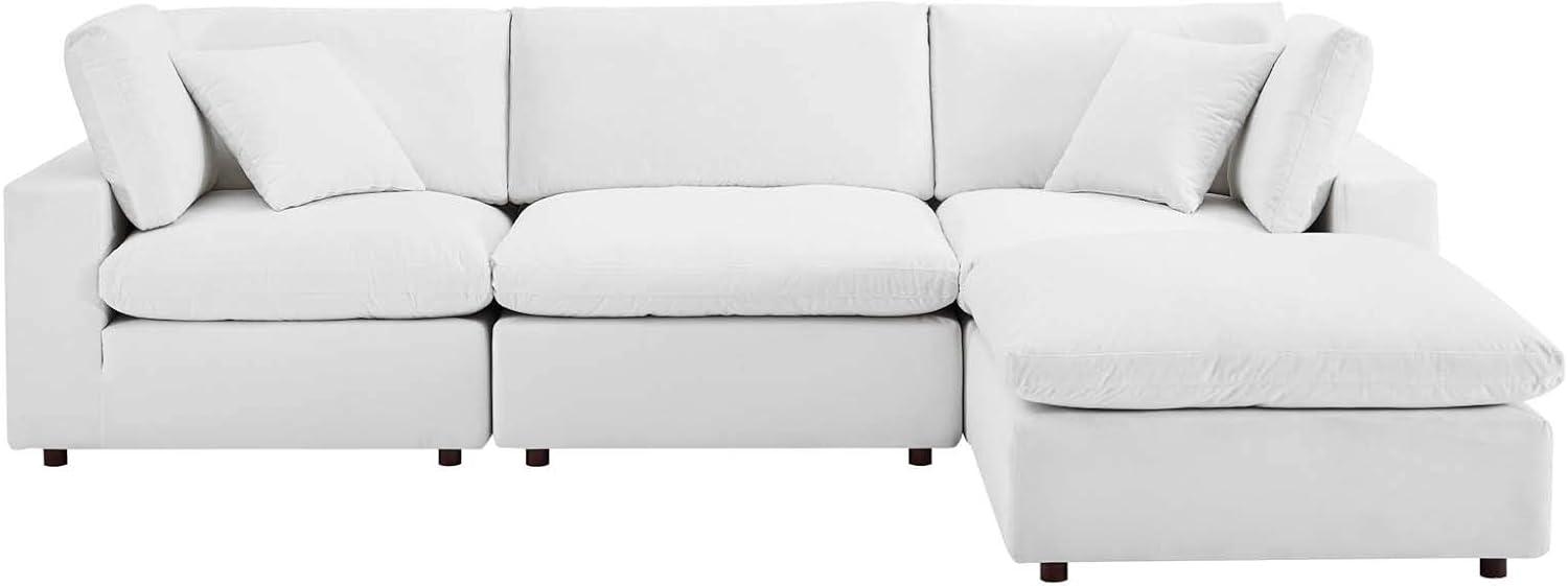 Modway Commix 4-Piece Performance Velvet Sectional Sofa in White