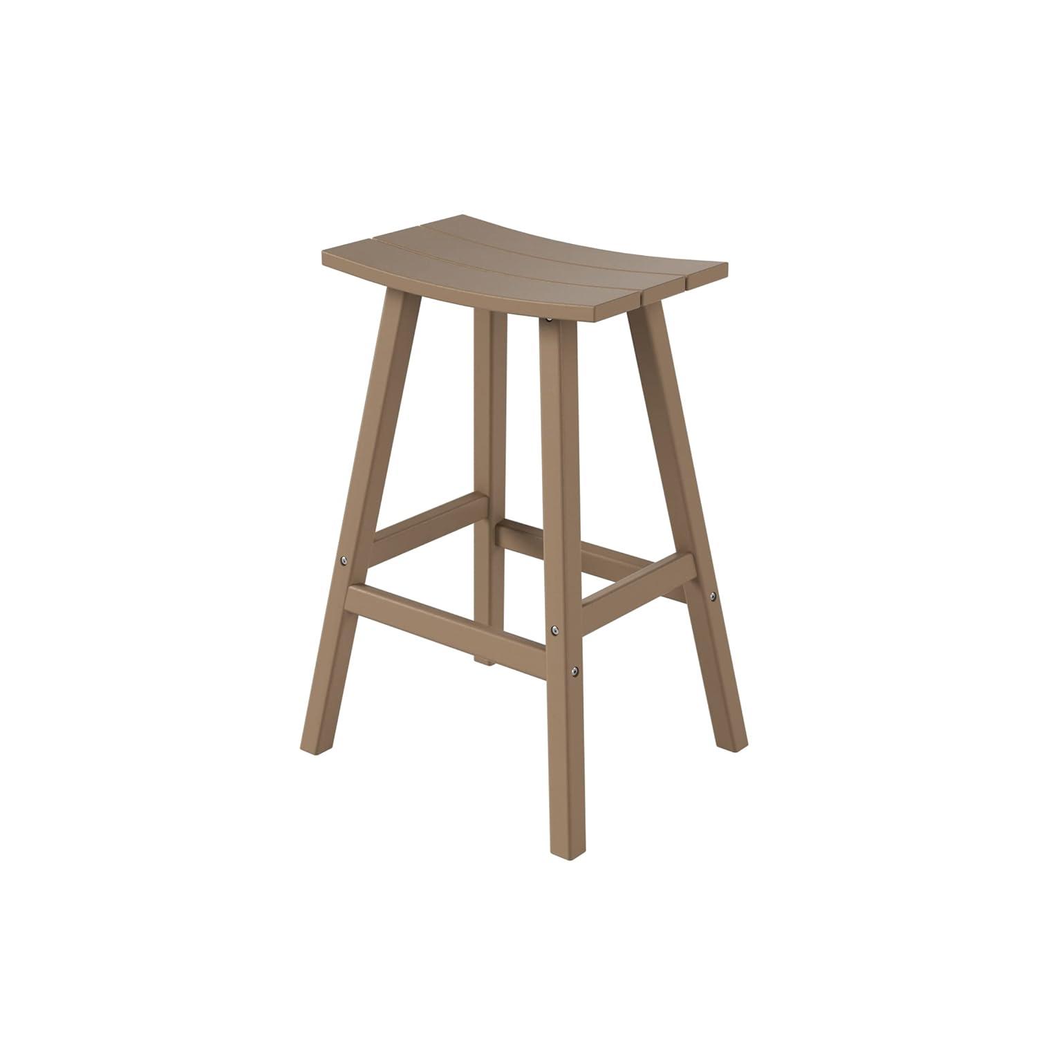 WestinTrends Malibu HDPE Outdoor Patio 29" Bar Stool Saddle Seat, Weathered Wood