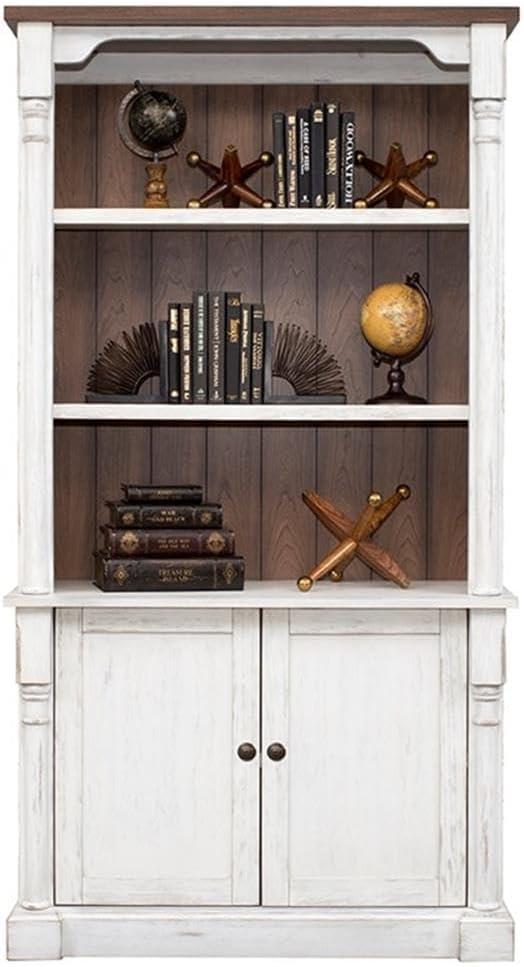 78" Durham 3 Shelf Bookcase with Lower Doors White - Martin Furniture: Cottage Style, Metal Hardware