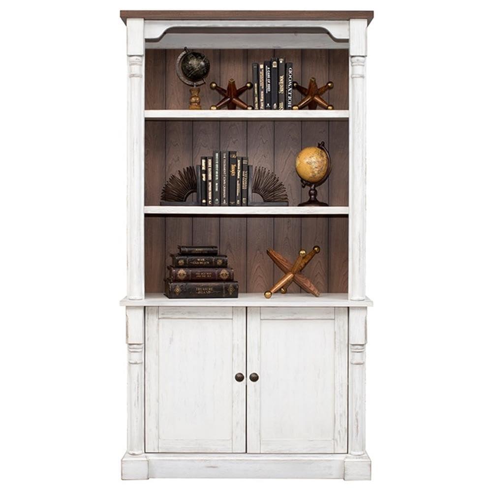 78" Durham 3 Shelf Bookcase with Lower Doors White - Martin Furniture: Cottage Style, Metal Hardware