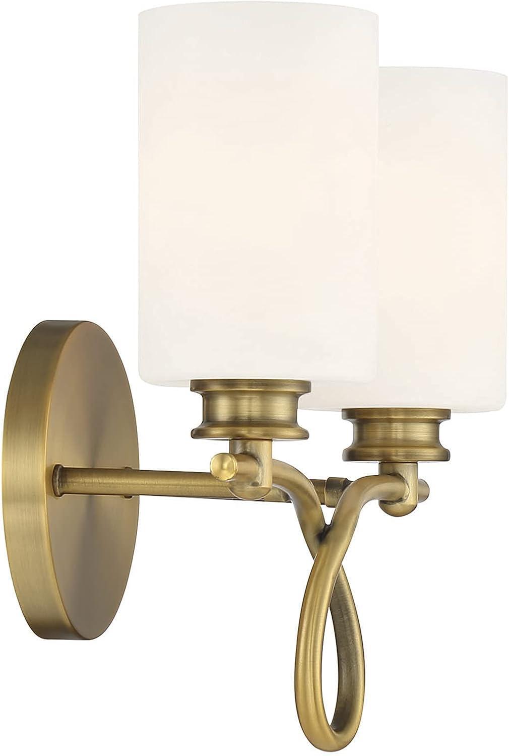 Woodbury Warm Brass 2-Light Bathroom Vanity Fixture