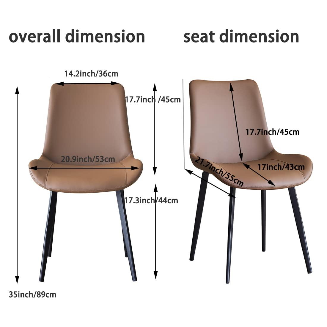 Chairs Set of 4, Modern Kitchen Dining Room Chairs, Upholstered Dining Accent Side Chairs in Faux Leather Cushion Seat and Sturdy Metal Legs (Set of 4 Brown Chairs)