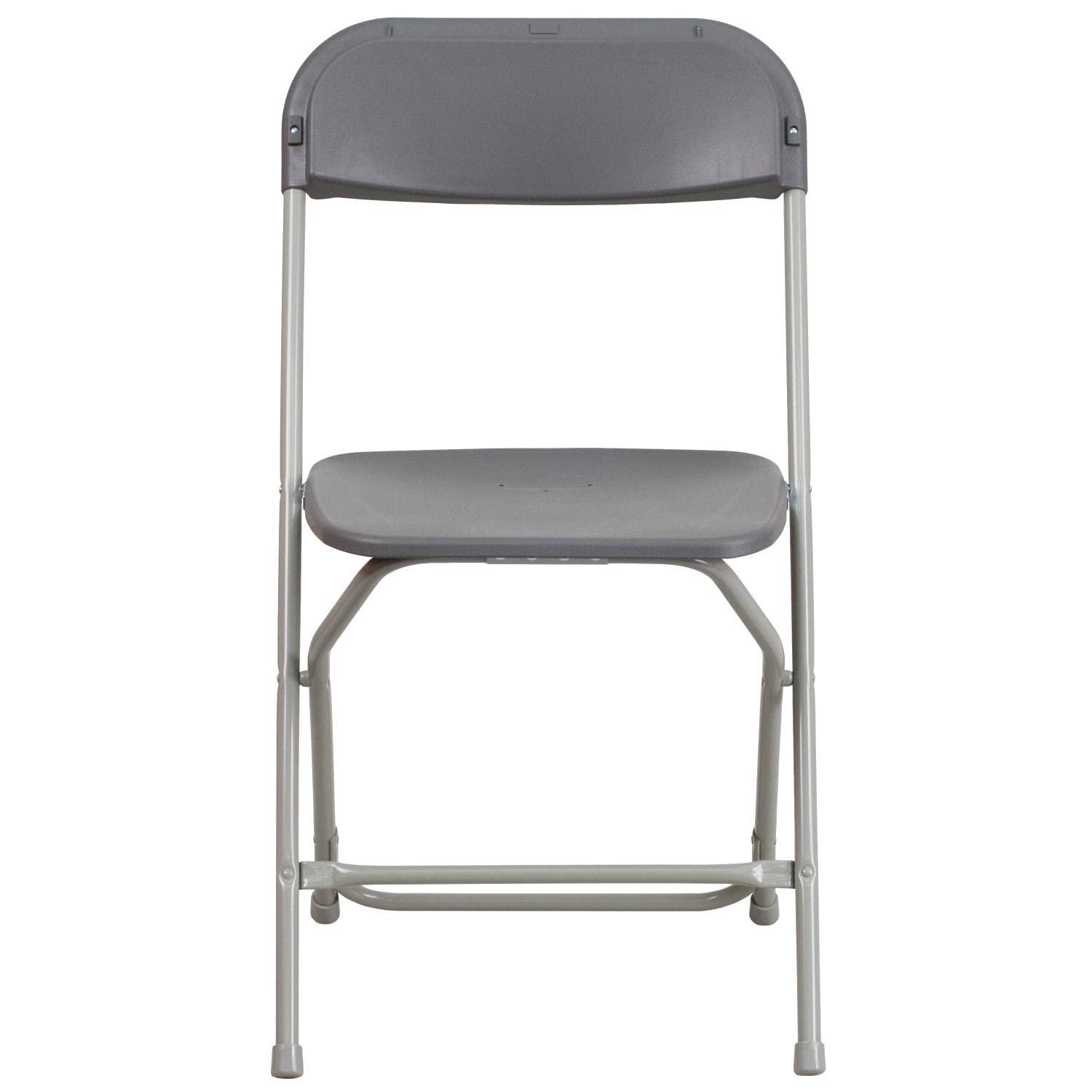 Flash Furniture Hercules Series Plastic Folding Chair Grey - 2 Pack 650LB Weight Capacity Comfortable Event Chair-Lightweight Folding Chair