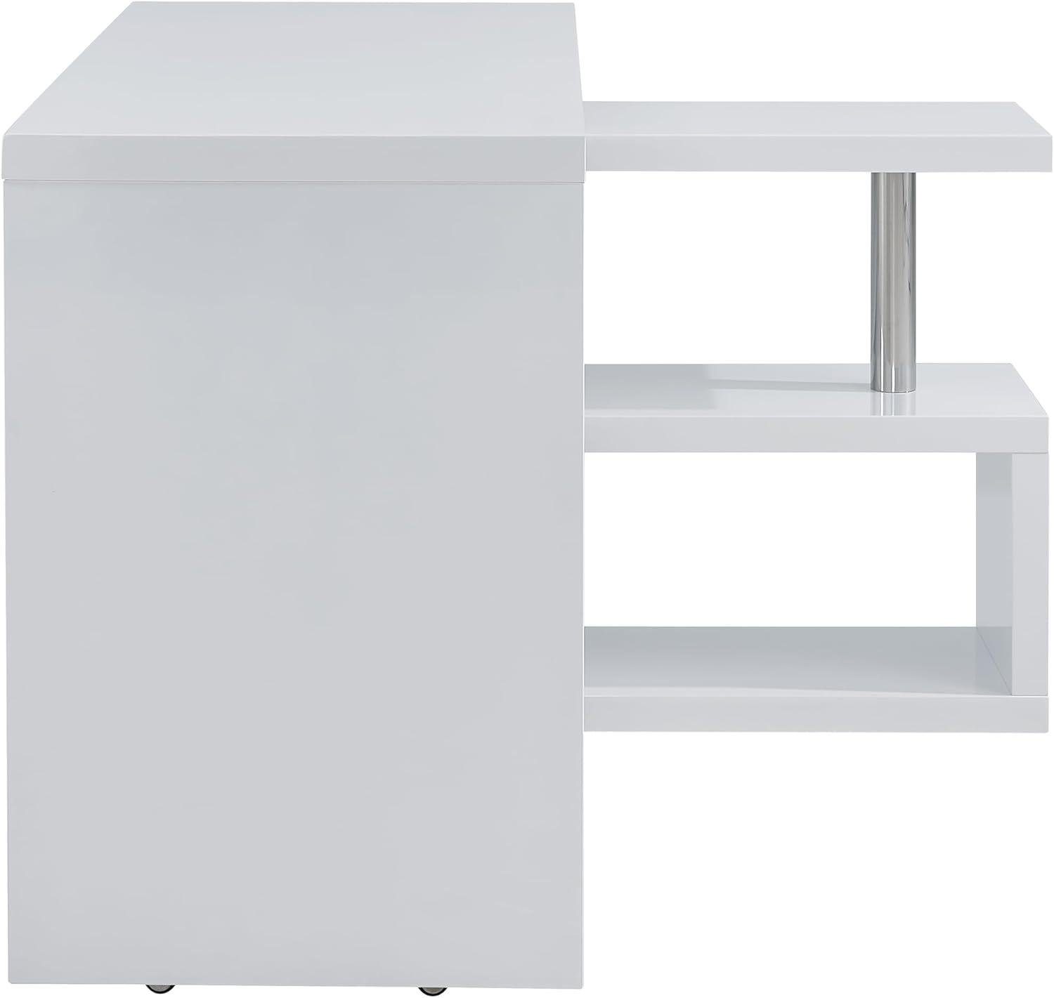 Yates Modern White and Chrome Adjustable Corner Desk with Shelves