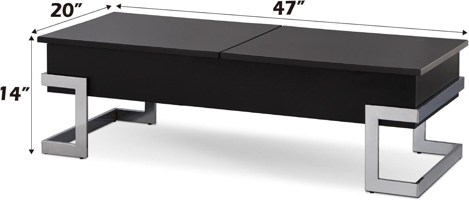ACME Calnan Rectangular Lift Top Coffee Table in Black and Chrome
