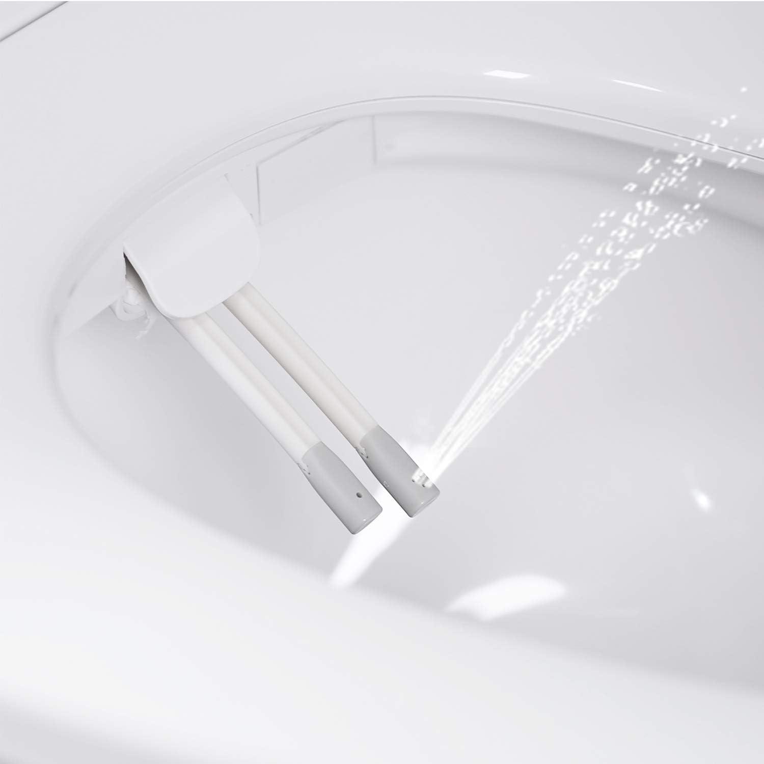 White Elongated Heated Smart Toilet Seat with Bidet and Night Light