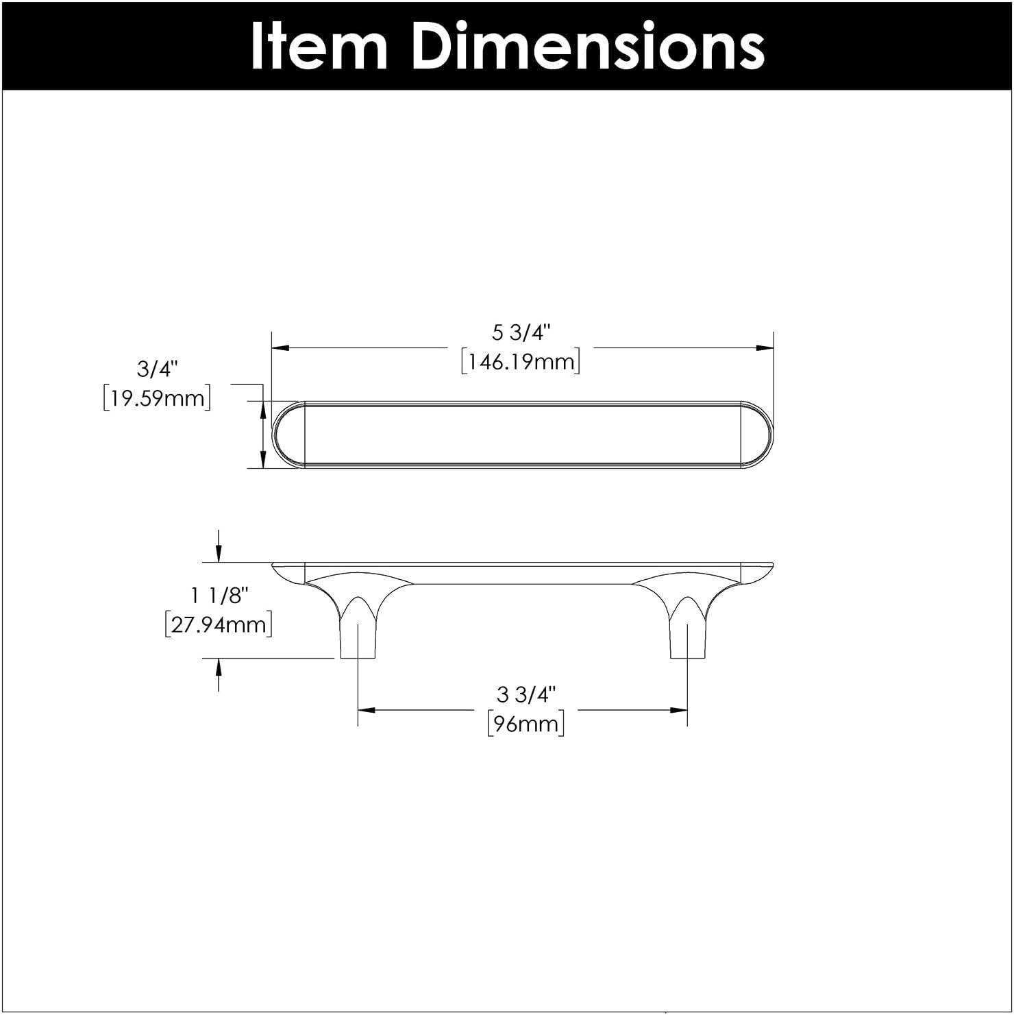 Hickory Hardware Maven Kitchen Cabinet Handles, Solid Core Drawer Pulls for Cabinet Doors, 3-3/4" (96mm)