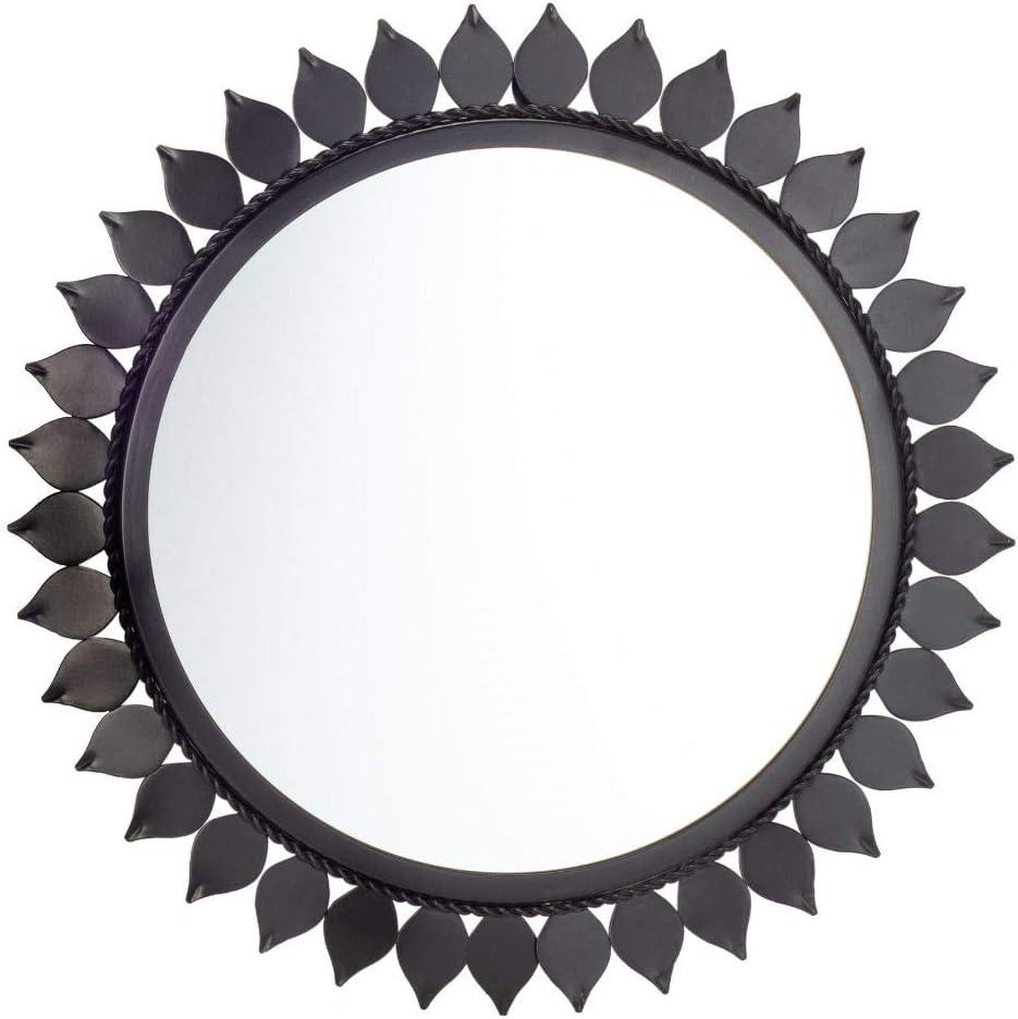 Nally 21-Inch Matte Black Round Wood Mirror