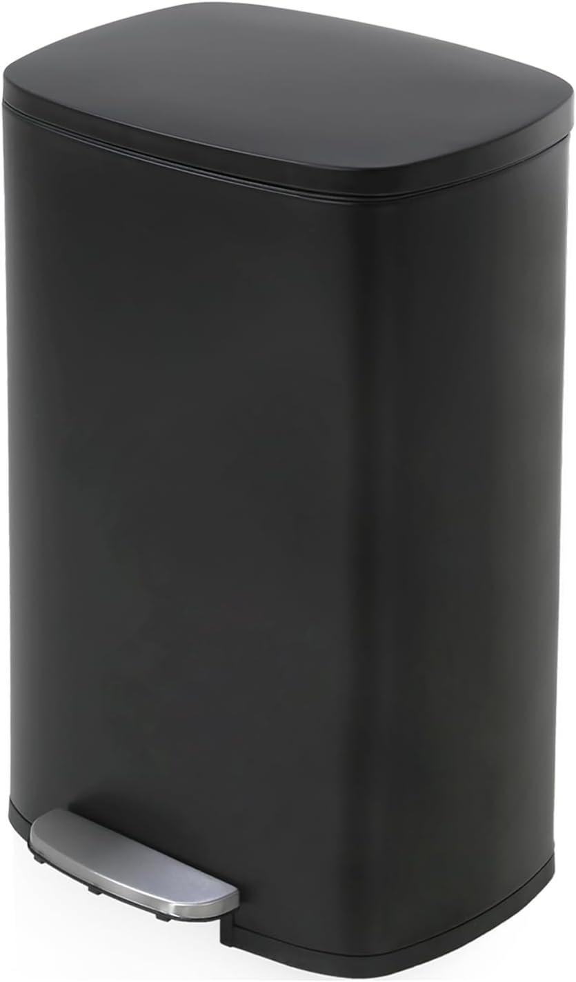 CL.HPAHKL 13 Gallon (50L)Trash Can ,Kitchen Trash Can, Stainless Steel with Lid, Foot Pedal and Inner Bucket, Fingerprint-Resistant Soft Close Lid Garbage Can, Pedal Rubbish Bin for Home Office