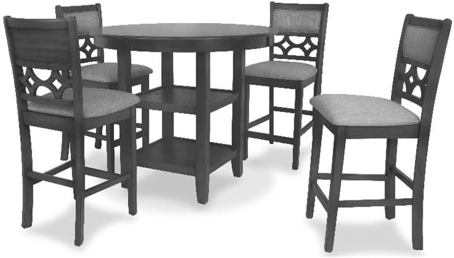 New Classic Furniture Mitchell 5-Piece Transitional Wood Counter Set in Gray