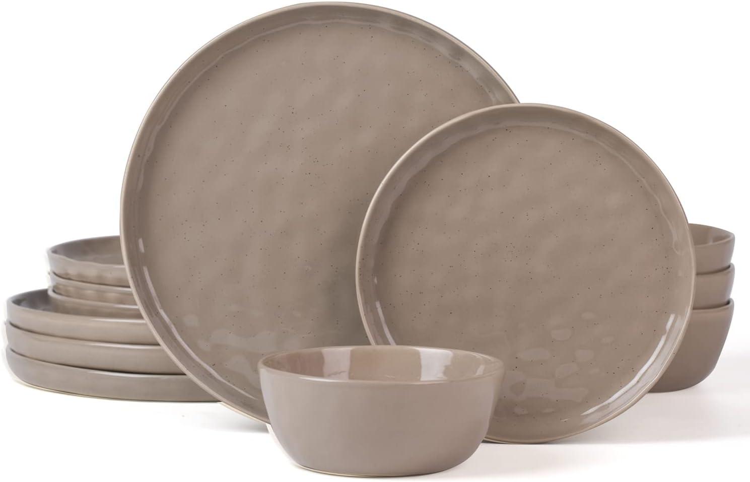 Cinnamon Brown Stoneware Dinnerware Set, Service for 4