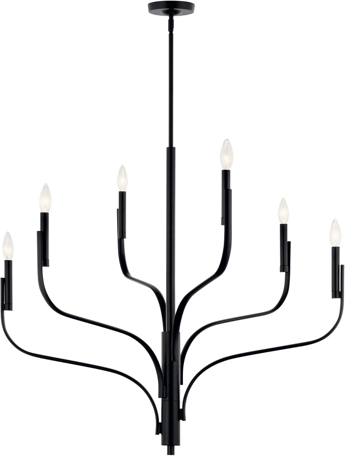 Livadia Black 6-Light Modern Candle Chandelier