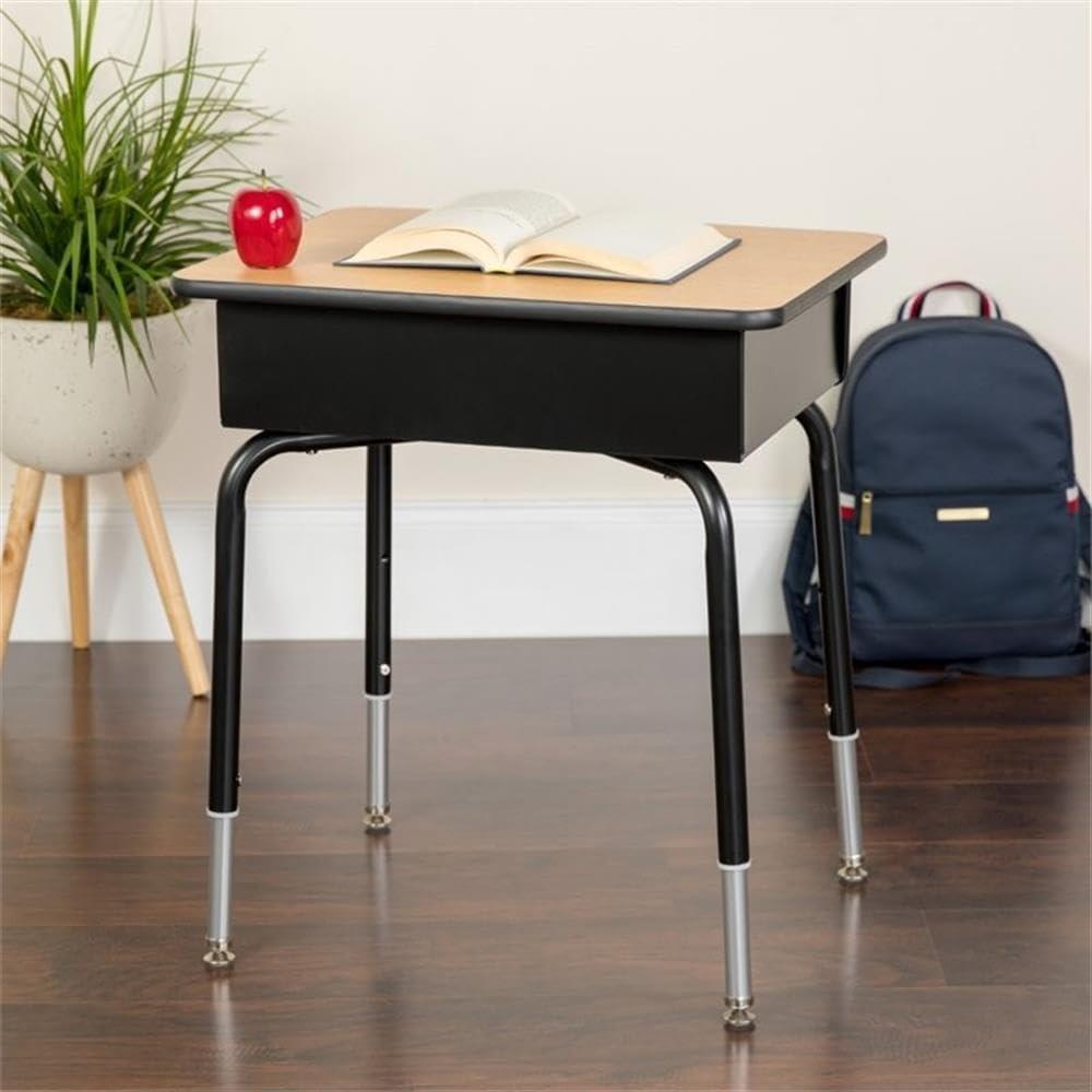 Flash Furniture Goddard Height-Adjustable Open Front Student Desk with Metal Book Box