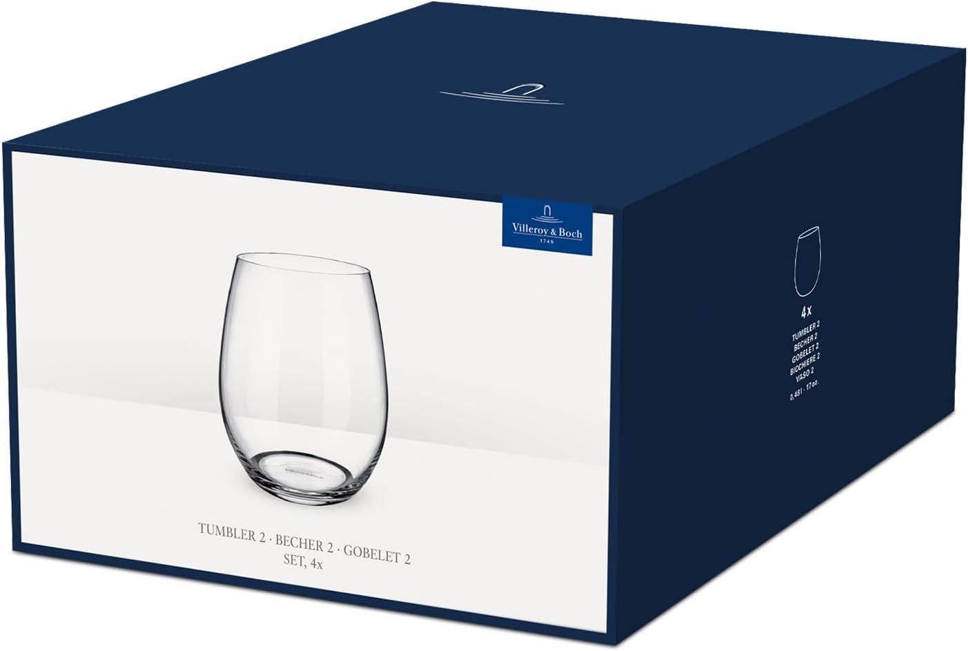 Villeroy & Boch Entrée Set/4 Double Old Fashioned 16 oz Crystal Stemless Wine Glasses