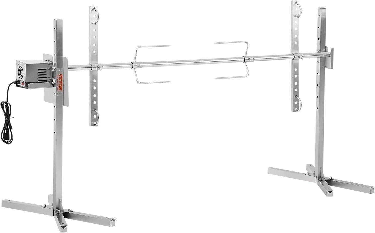 Electric BBQ Rotisserie Grill Kit, 132 lbs. Capacity, 56 in., 52W Motor, Stainless Steel, Spit Rod for Pig, Lamb