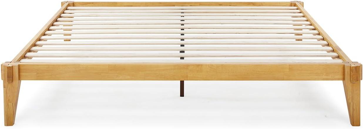 Natural Wood King Platform Bed Frame with Storage