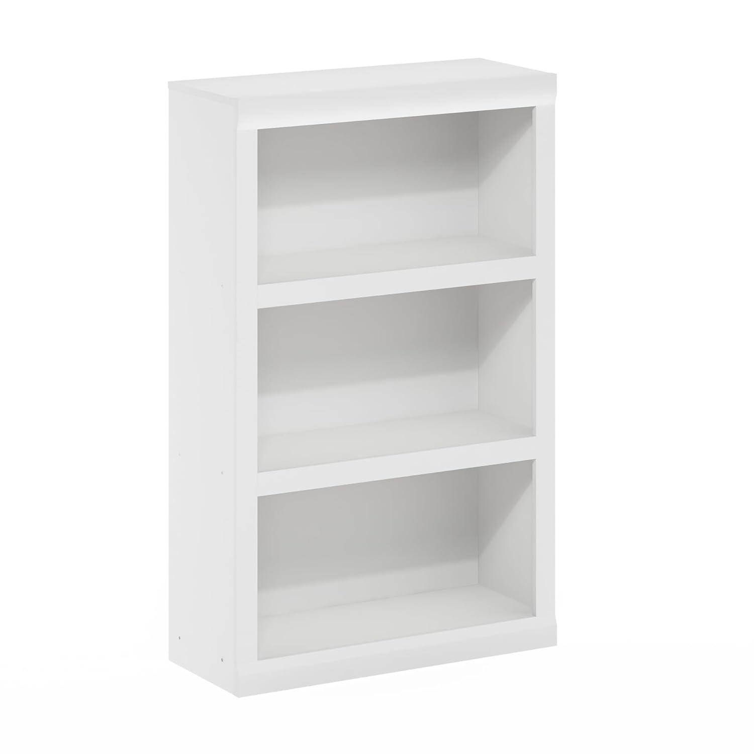 Furinno Rail 3-Tier Open Shelf Bookcase, White
