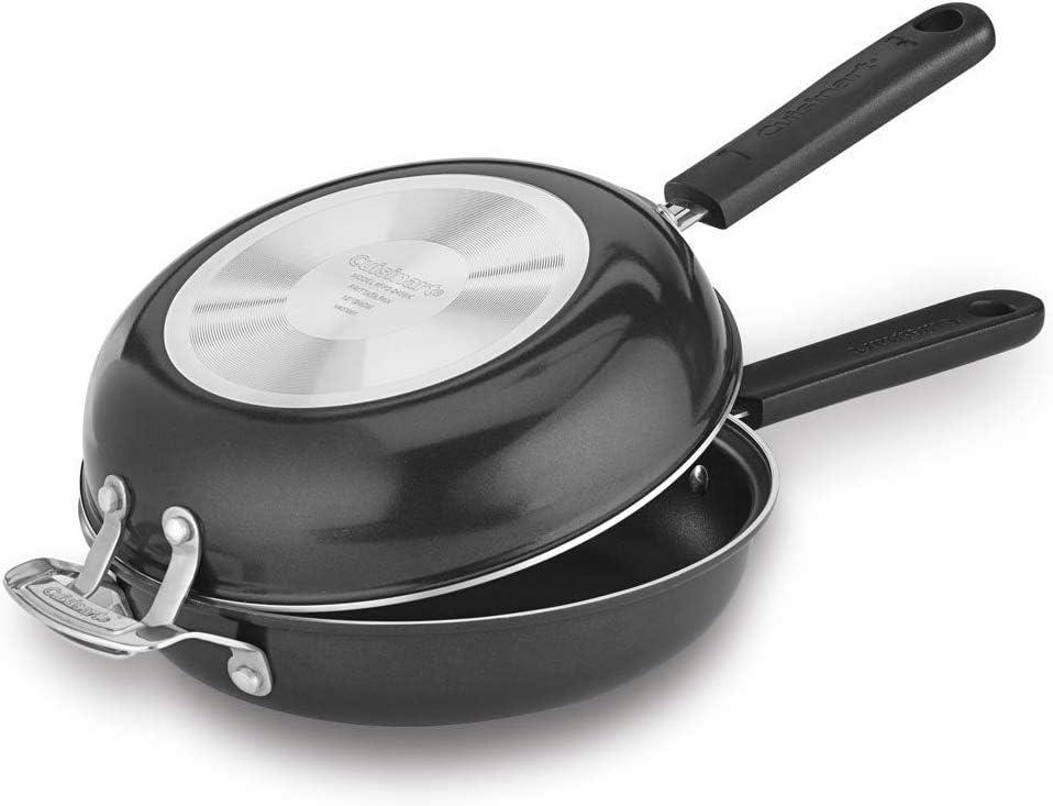 10" Black Aluminum Nonstick Frittata Skillet Set with Cool Grip Handle