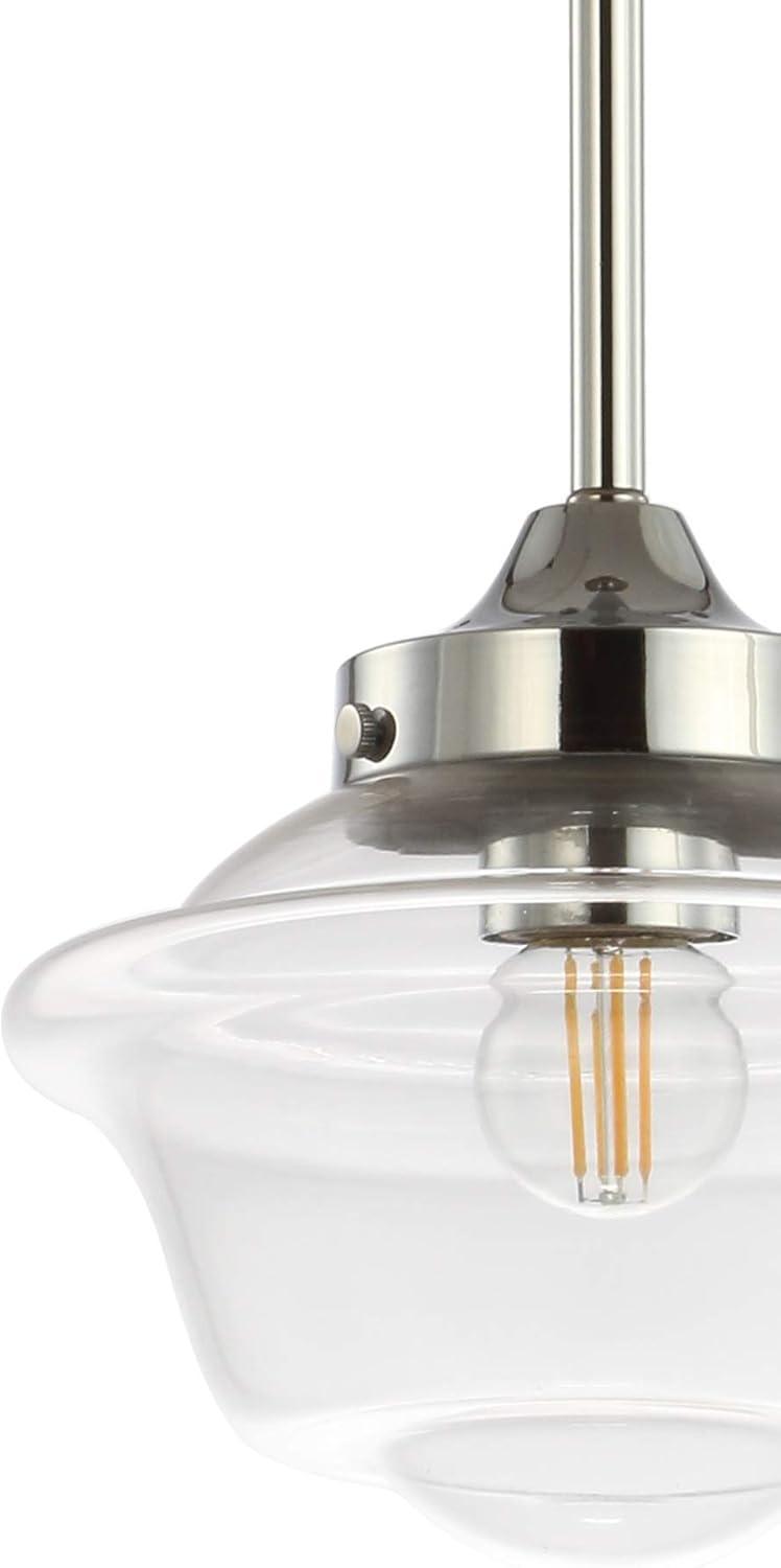 Kurtz 7.25" Adjustable Drop Metal/Glass LED Pendant, Chrome