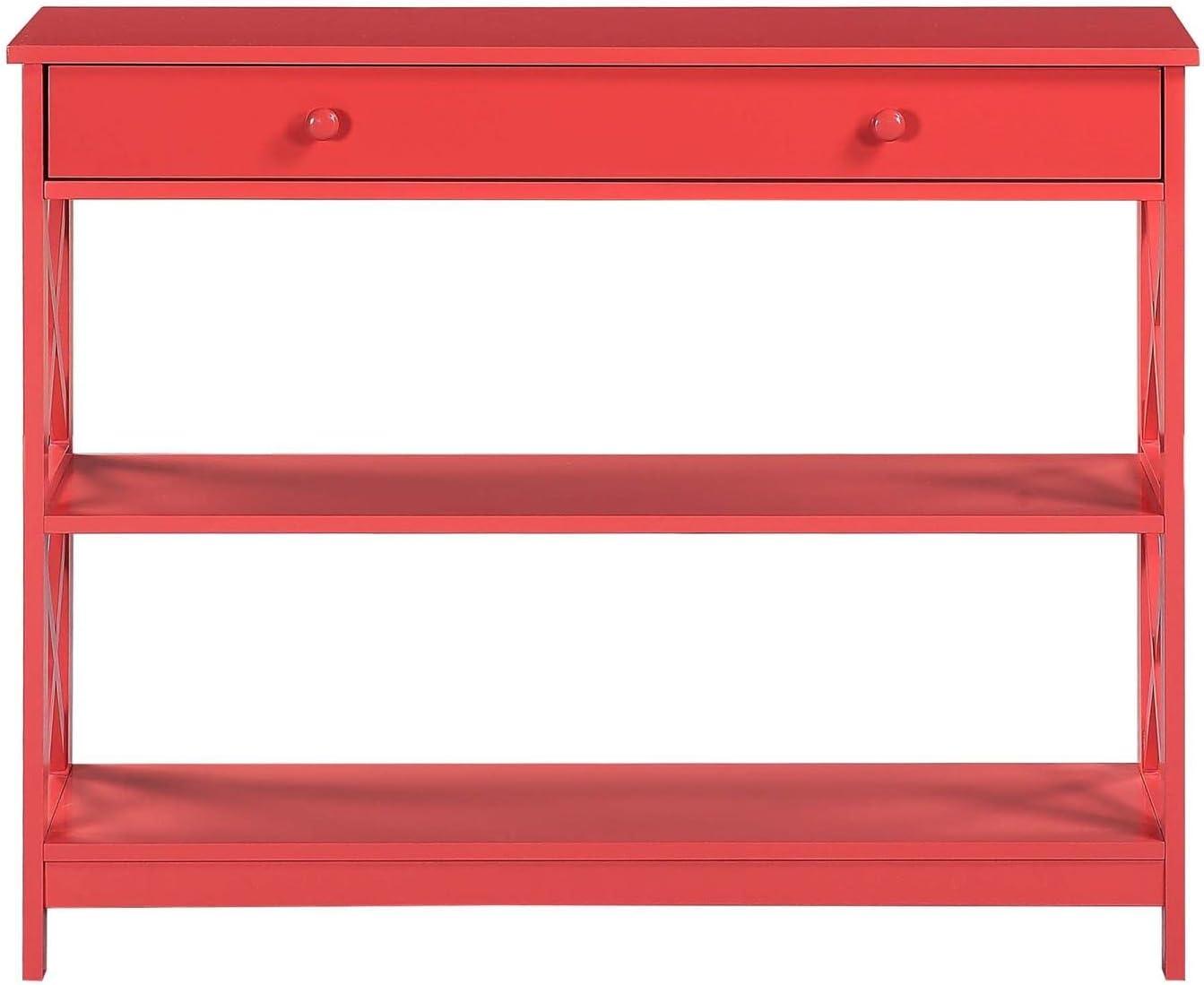 TiaGOC 1 Drawer Console Table with Shelves, Coral