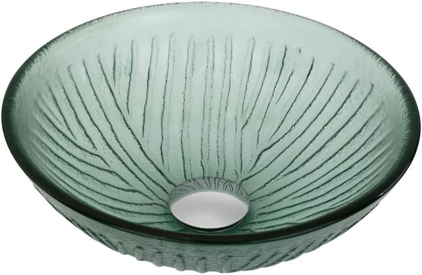 Bathroom Tempered Glass Vessel Sink With Drain Frosted Green Mini Bowl Basin