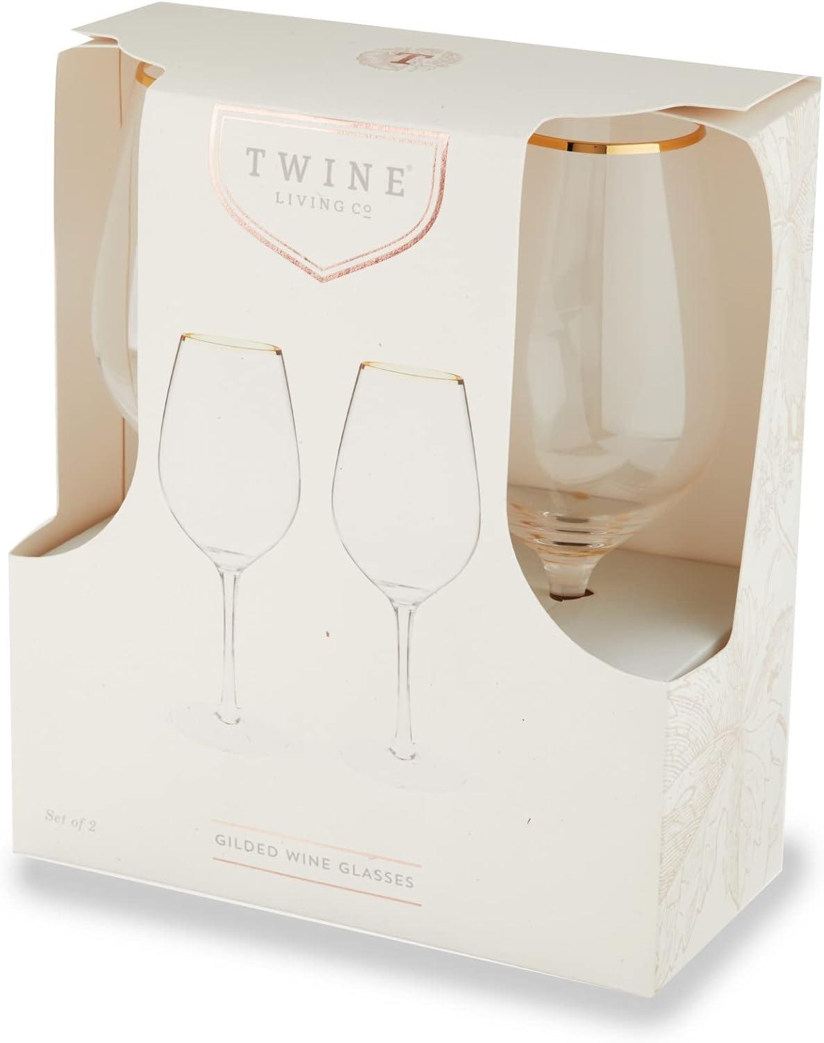 Twine Gilded Stemmed Wine Glasses (Set of 2)