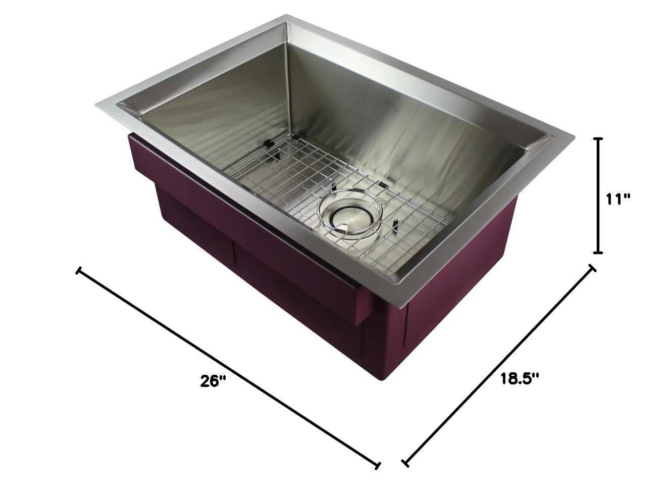 Studio 26'' L Undermount Single Bowl Stainless Steel Kitchen Sink