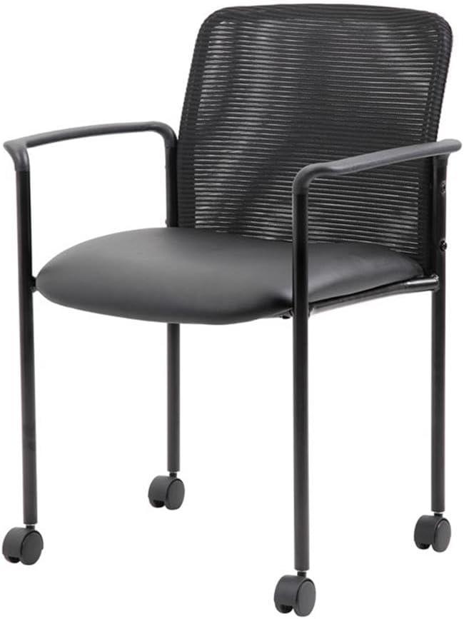 Mesh Guest Chair with Fixed Arms & Metal Frame - Boss Office Products: Stackable, Breathable Back