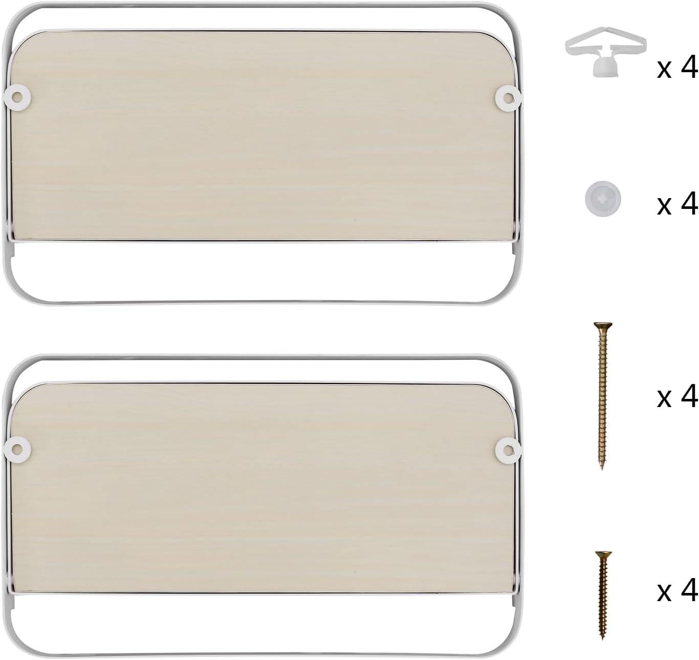 WELLAND 12'' Arlington Floating Shelves Folding Display Wall Shelves, Walnut Grain Wooden Board & Metal Frame, Set of 2