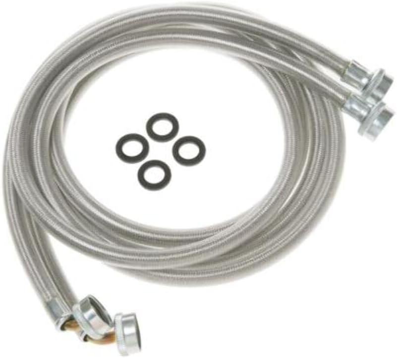 GE WX14X10011 Washing Machine Universal 6’ Stainless Steel 90° Elbow – 2 Hose Package