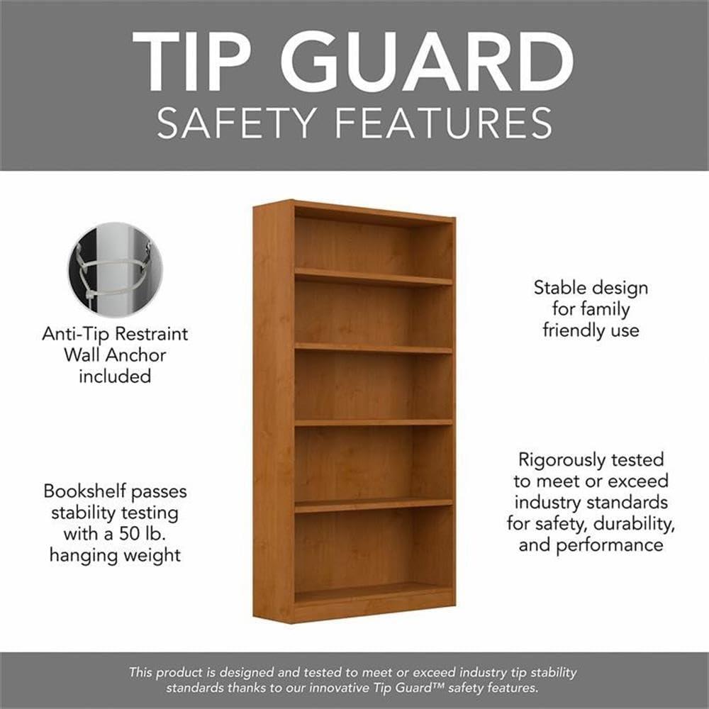 Universal Tall 5 Shelf Bookcase in Natural Cherry (Set of 2) - Engineered Wood