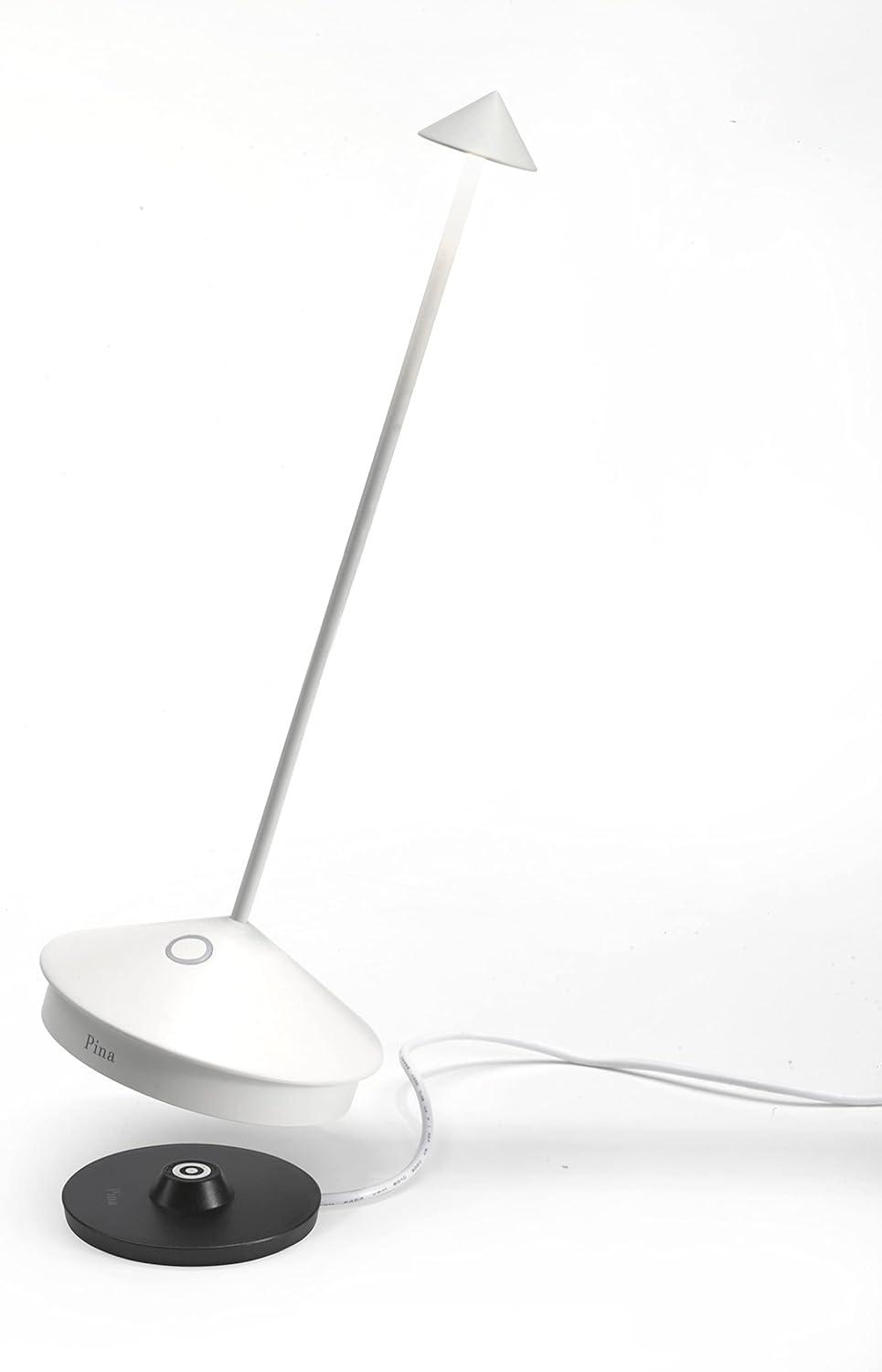 Zafferano Pina 11.4" 1-Light Portable Table Lamp Dimmable White with Polycarbonate Shade