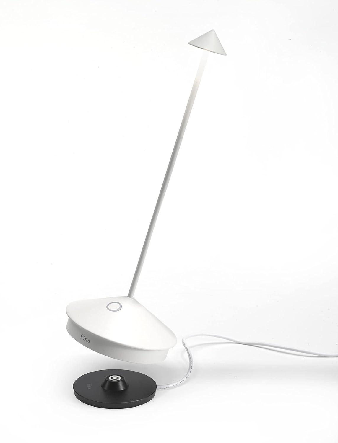 Pina Pro White Metal Table Lamp by Zafferano America 11.4"