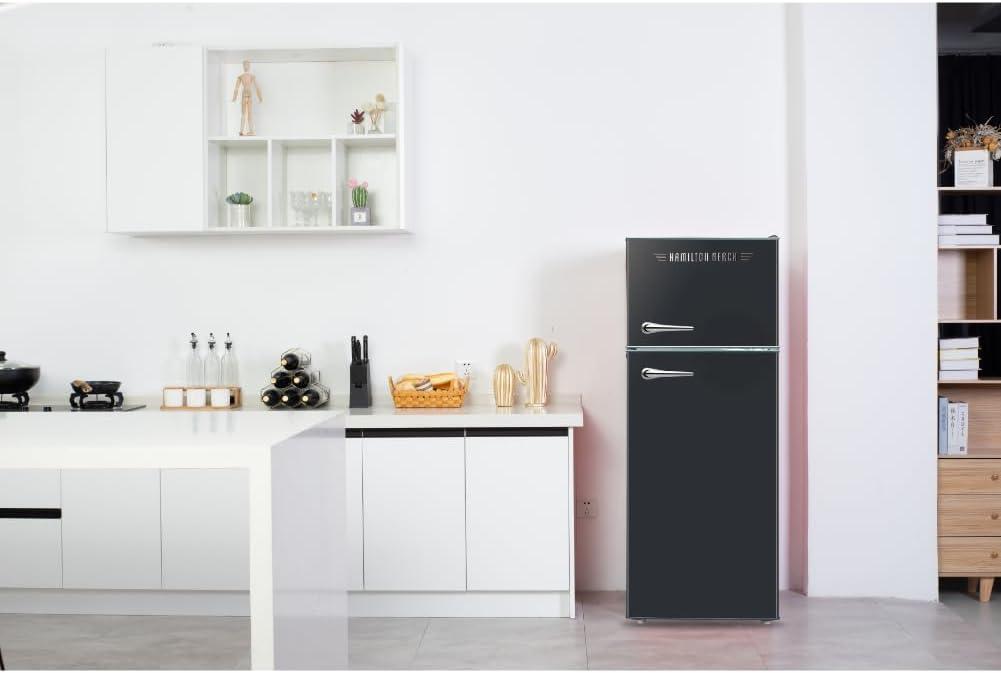 Hamilton Beach 7.5 Cu. Ft. Retro Top Freezer Refrigerator, Black