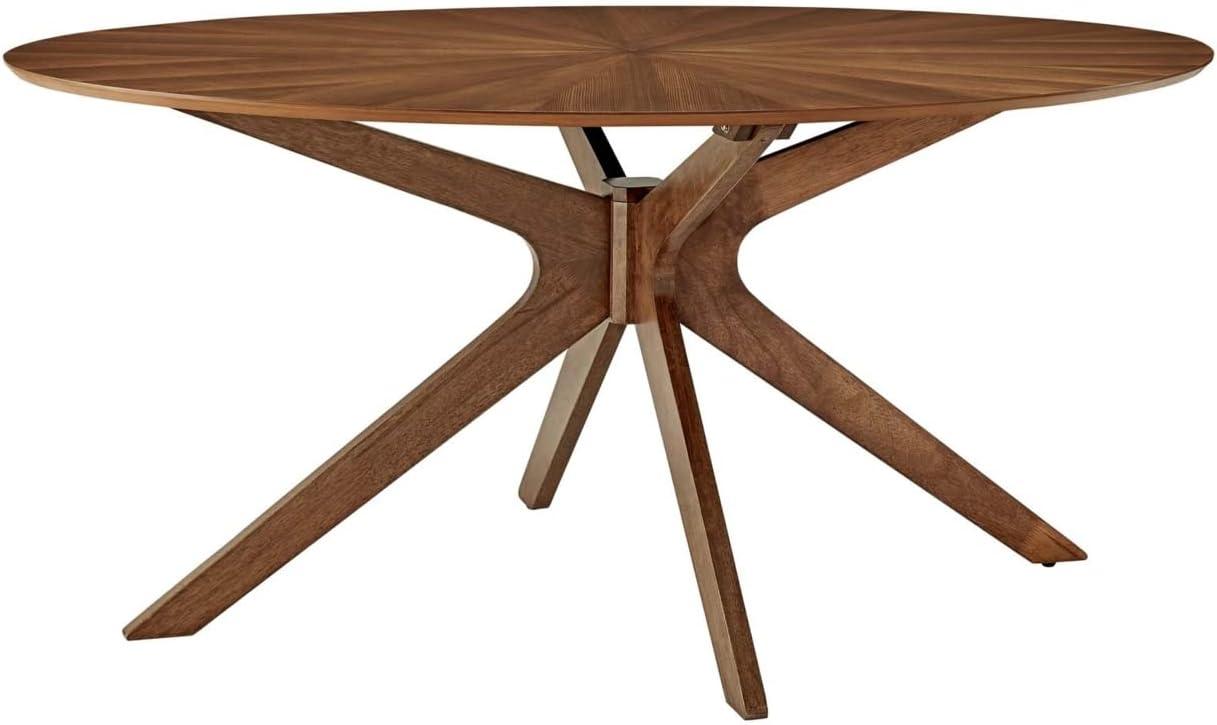 Walnut Oval Mid-Century Modern Dining Table for Eight