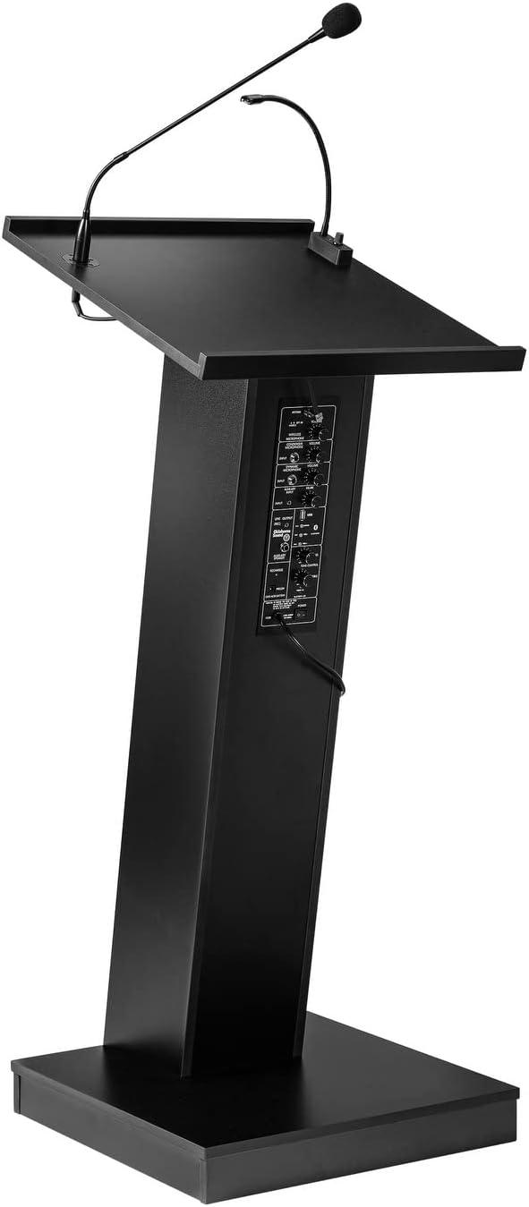 Black MDF and Laminate Lectern with Integrated Speakers