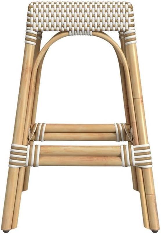 Butler Specialty Company Robias Rattan 24.5" Counter Stool - White And Tan Dot