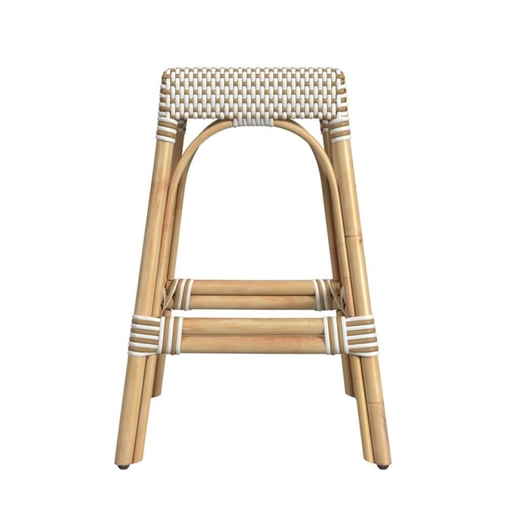 Butler Specialty Company Robias Rattan 24.5" Counter Stool - White And Tan Dot