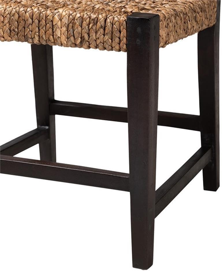 bali & pari Alise Modern Bohemian Dark Brown Mahogany Wood and Seagrass Dining Chair