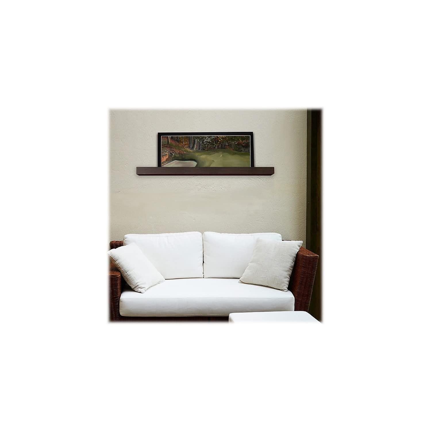 InPlace 48" Floating Shelf Wall Mounted Hidden Brackets Espresso: Modern Wood Composite, 17 lbs Capacity